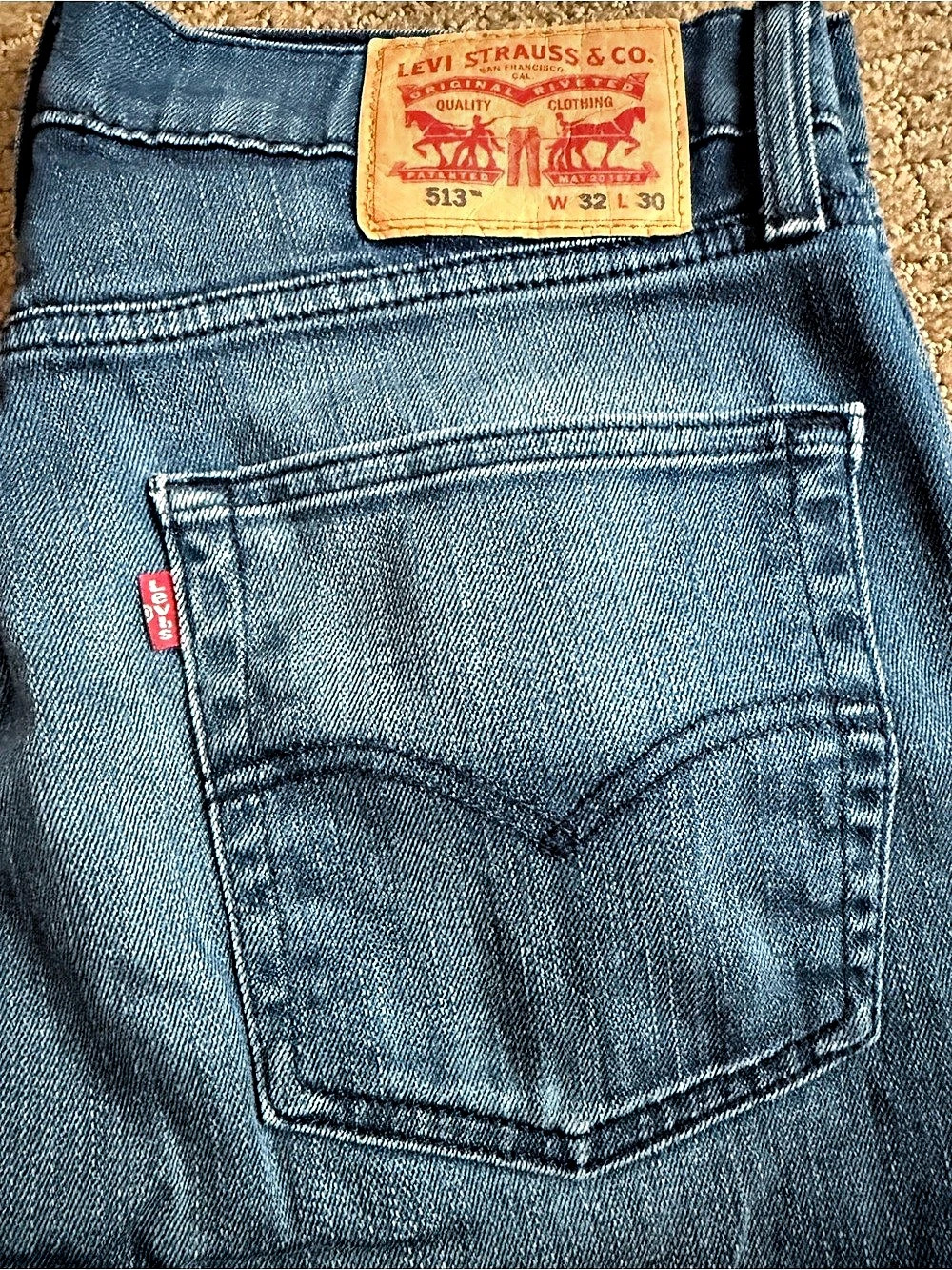 Levi's 513 Men's Blue Straight Jeans Waist 32 Length 30